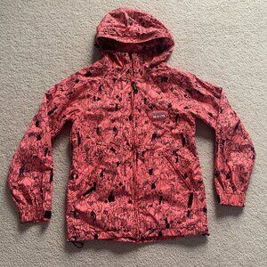 Nikita Outerwear Full Zip Hooded Pink Cartoon Rain Windbreaker Jacket Women Sz M